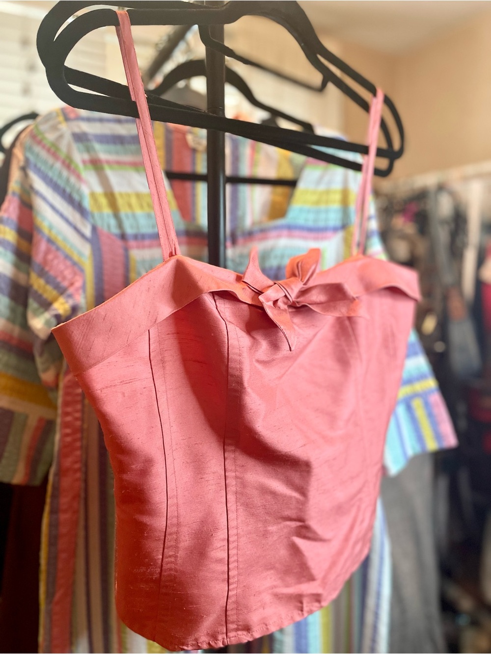 Carole Little Coral Pink Bow-Front Camisole